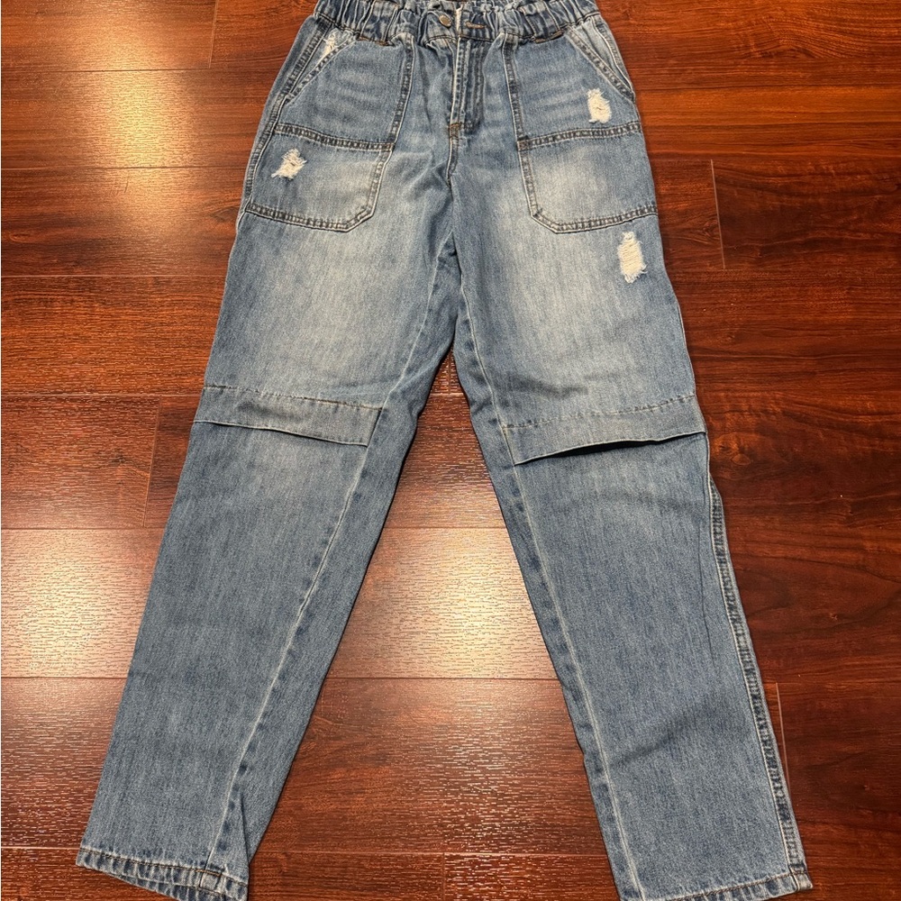 Forever 21 Blue Distressed Boyfriend Jeans